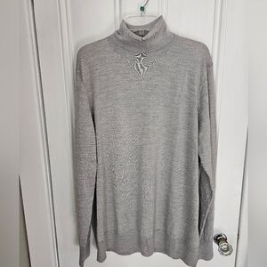 Brooks Brothers Mens 2XL Extra Fine Merino Wool Pullover Turtleneck Gray XXL